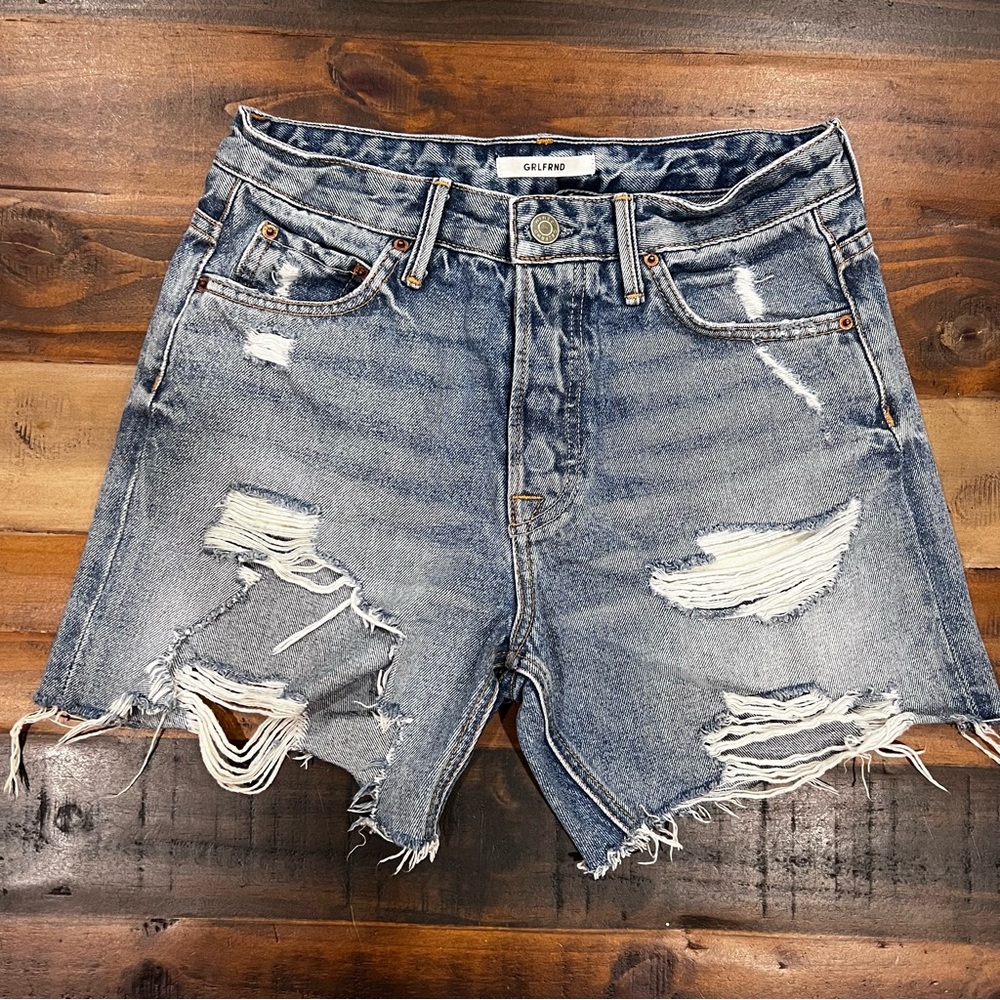 GRLFRND distressed denim jean shorts size 25